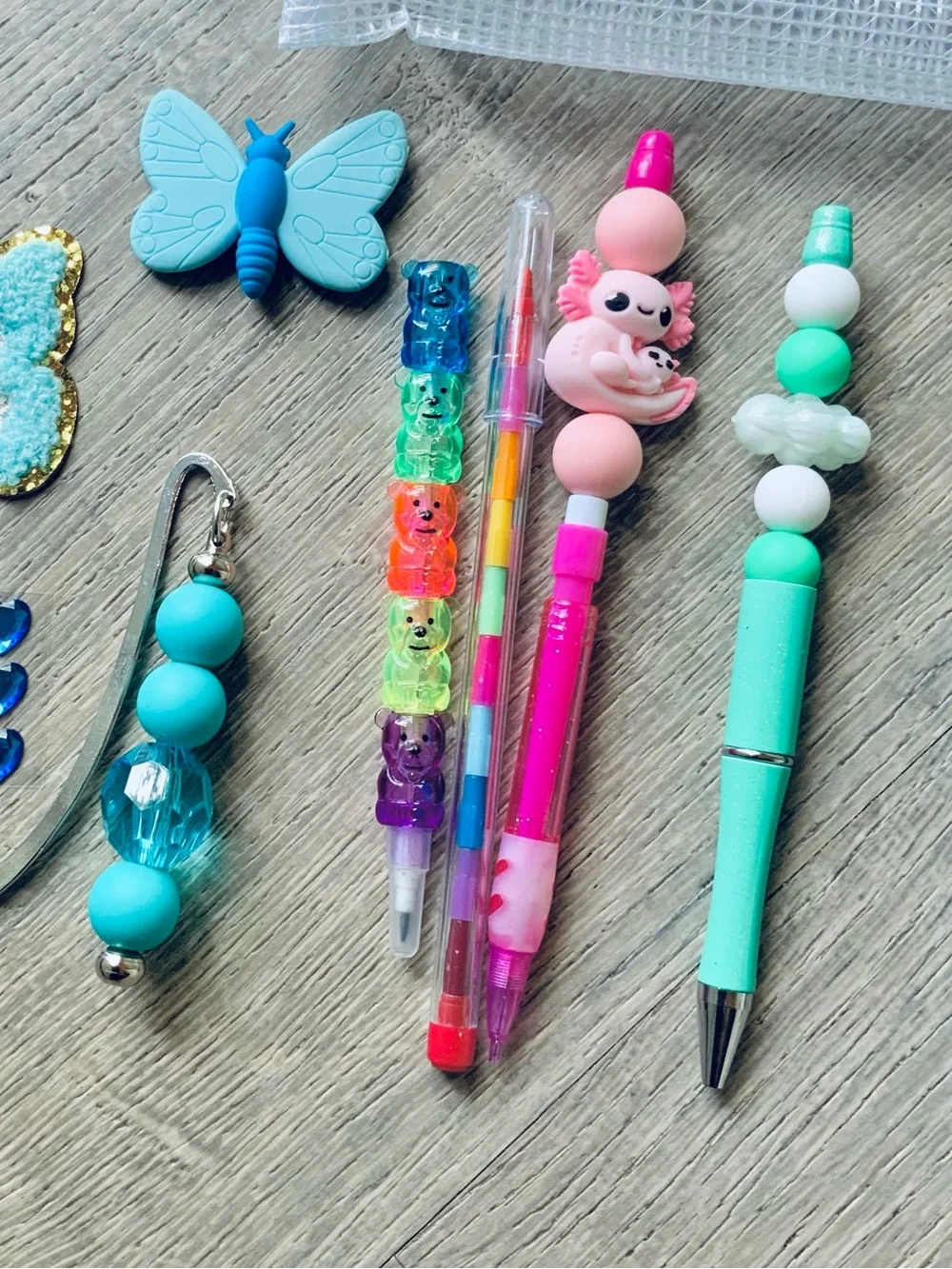 NEW📚 Homemade Crafted Beaded Pen, Pencil, & Bookmark Stationery Set OS
